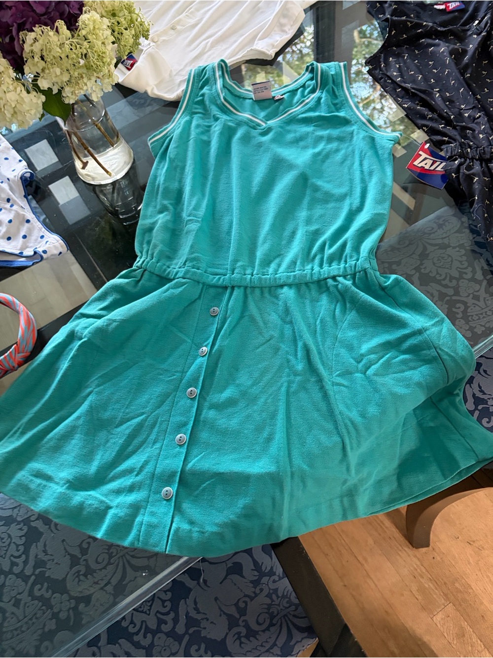 Tail Turquoise Button-Front Sleeveless Mini Dress